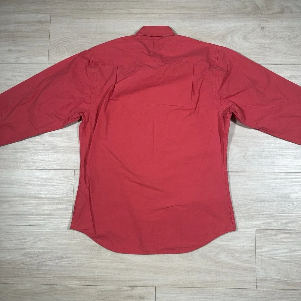 Vintage Banana Republic Shirt Mens Large Pink Chambray‎ Safari Long Sleeve Snap